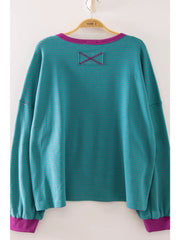 Vintage Stripe Contrast Trim Pullover - 4 Colors