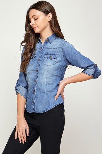 Monica Denim Button Up-3 Colors