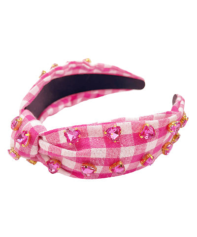 Pink and White Gingham Headband