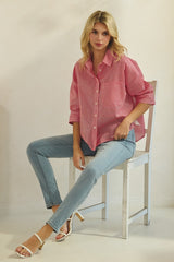 Lawn Stripe Buttondown - Red
