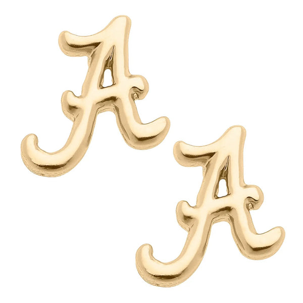 Alabama Crimson Tide 24K Gold Plated Stud Earrings