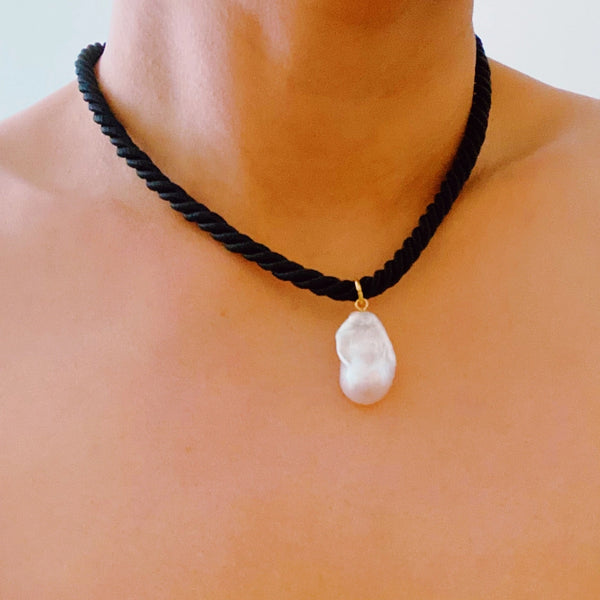 Satin Rope Baroque Pearl Necklace - 3 Colors