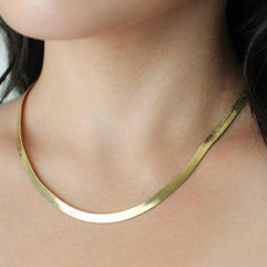 Nikki Smith Gold Herringbone Necklace-5mm