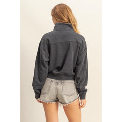 Posie Half Zip Up Terry Sweatshirt-2 Colors