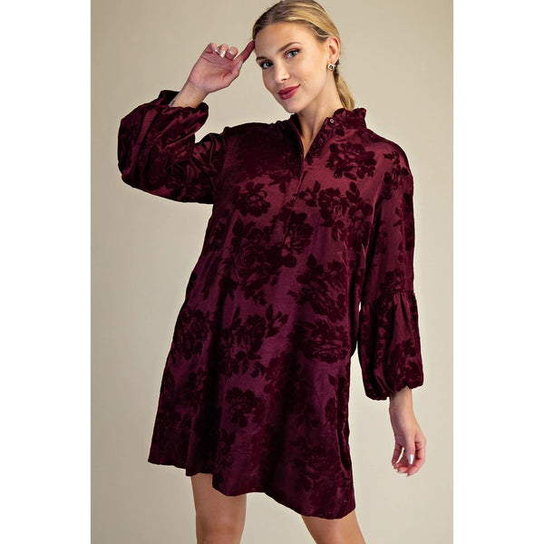 Flocked Fall In Love Dress - Three Colors