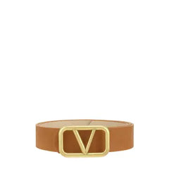 Metal V Buckle Leather Belt- 2 Colors