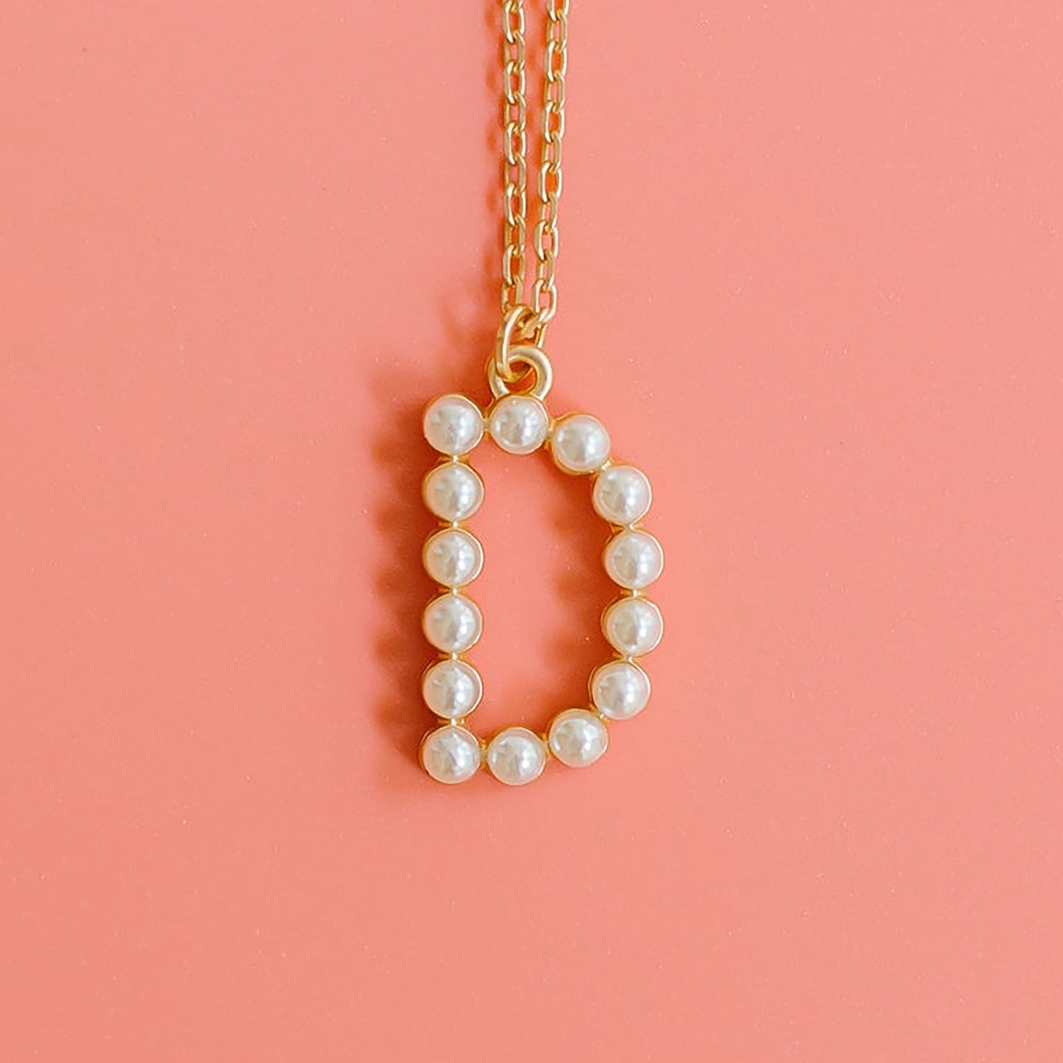 Pearl Heart & Initial Necklace (Gold)