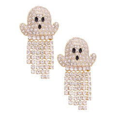 Ghost Pave Fringe Earrings in White