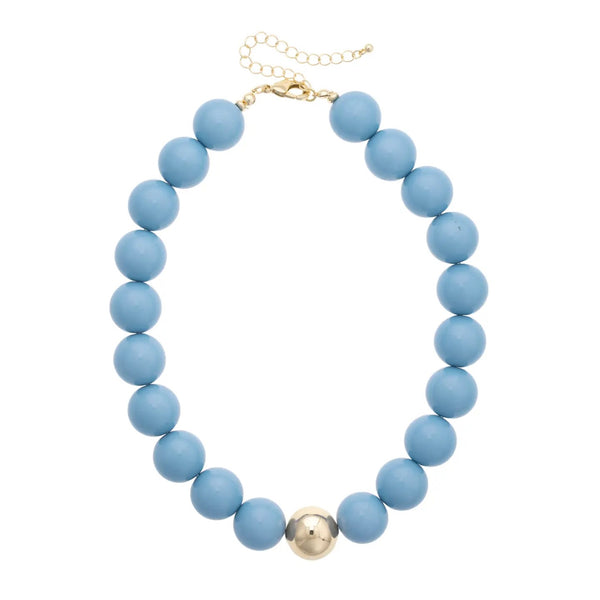 Marjorie Beaded Necklace in Light Blue