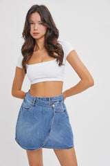 Slash Denim Mini Skirt
