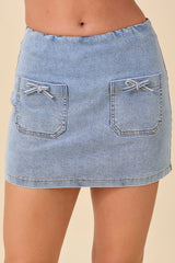 Mini Bow Denim Skort
