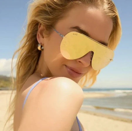 DIFF Eyewear Imani Sunglasses-Silver & Gold Mirror
