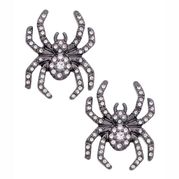 Pave Spider Stud Earrings in Black