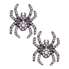 Pave Spider Stud Earrings in Black
