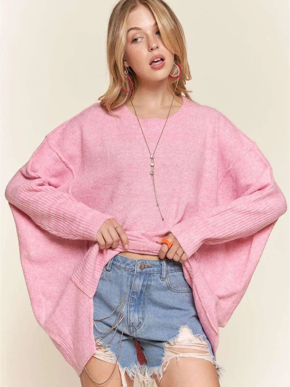Oversized Happy Pink Sweater