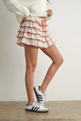 Cherry Ruffled Skort