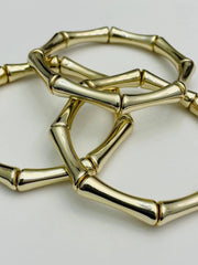 Bamboo Tube Bracelets (Set of 3 Gold)