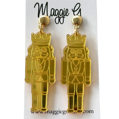 Gold Mirror Nutcracker Earrings