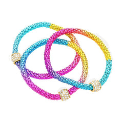 Rainbow Mesh Metal Bracelet Set