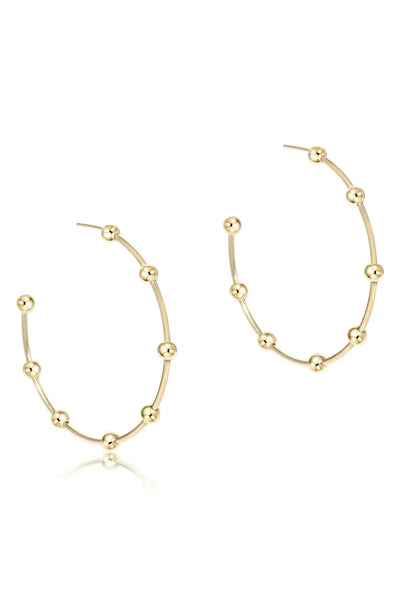 ENewton Beaded Simplicity 1.5" Post Hoop - 4mm Gold