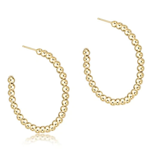 enewton Beaded Classic Post Hoop - 3mm Gold (1" or  1.25")