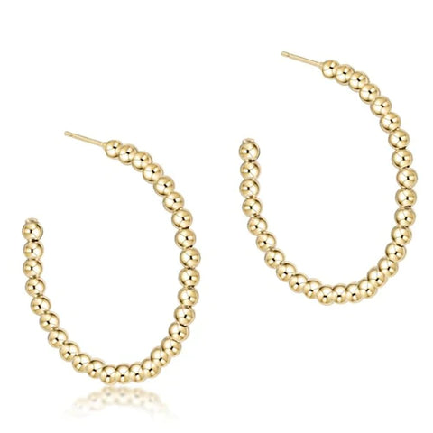 enewton Beaded Classic Post Hoop - 3mm Gold (1" or  1.25")
