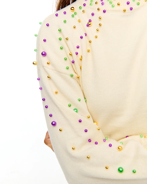 Mardi Gras Pearl Sweater