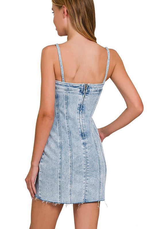Aurora Acid Washed Denim Mini Dress A Little Bird Boutique Aurora Acid Washed Denim Mini Dress A Little Bird Boutique