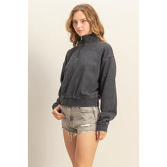 Posie Half Zip Up Terry Sweatshirt-2 Colors