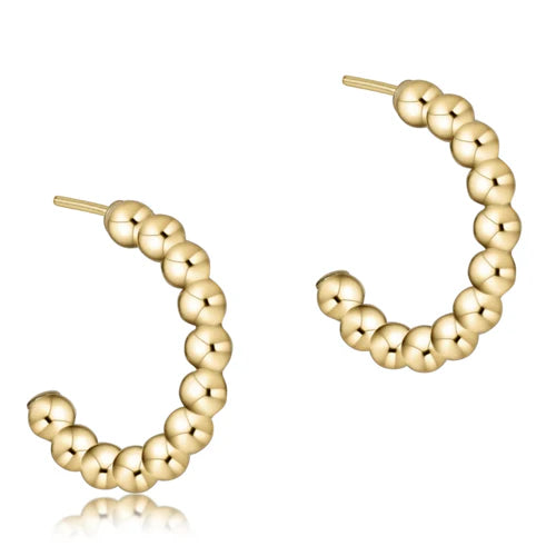 enewton Beaded Classic Post Hoop - 3mm Gold (1" or  1.25")