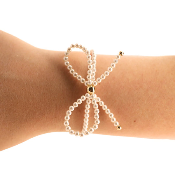 Beaded Blondes Pearl Bow Bracelet