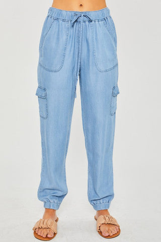Lux Mineral Wash Stretch Pants - Washed Denim