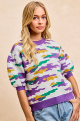 Mardi Gras Camo Sweater