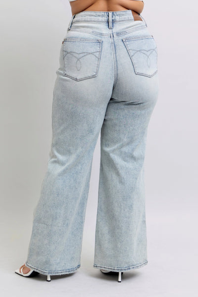 Judy Blue Plus High Waisted Wide Leg Jeans