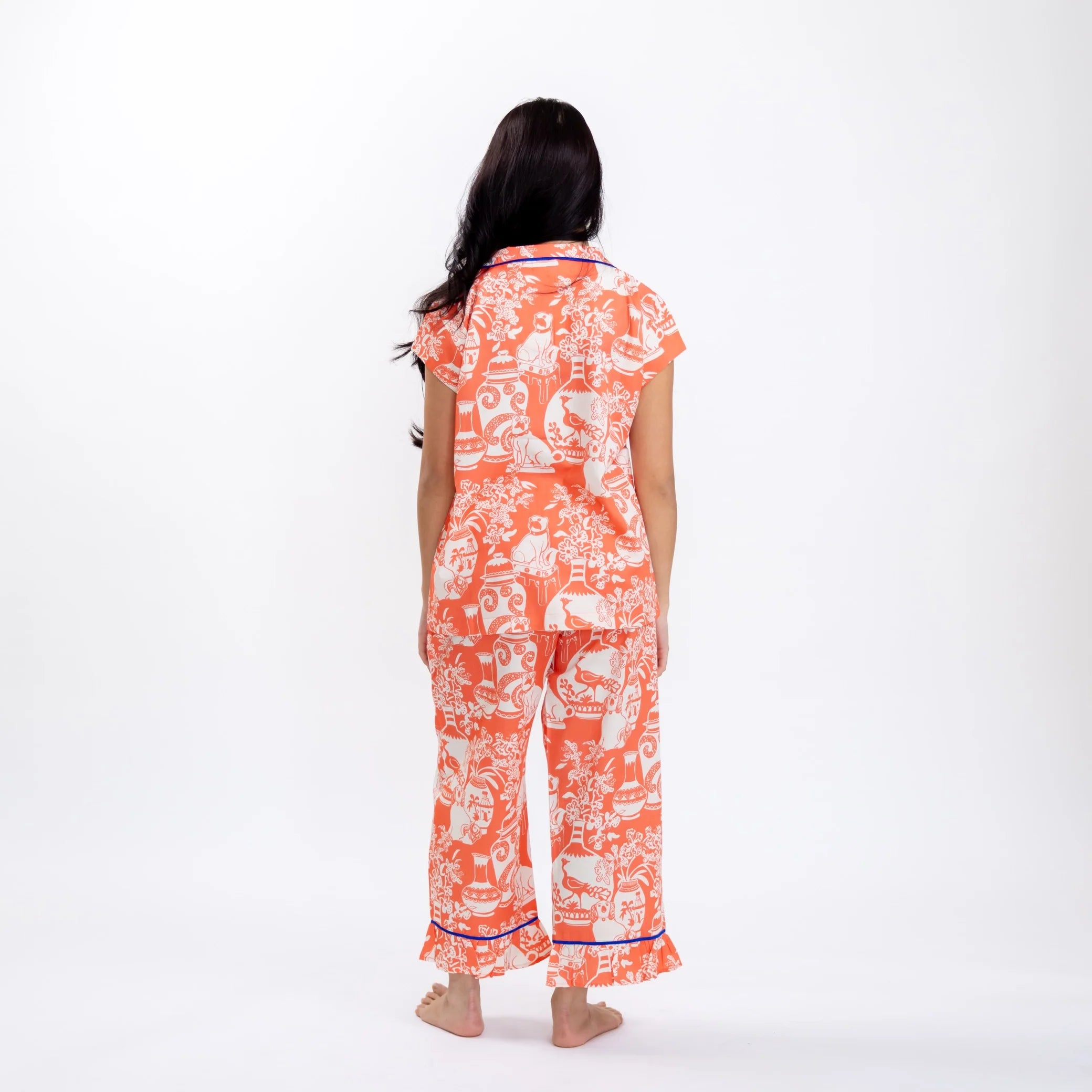 Casual Nights Women's Pintucked Capri Pajama Set - Short Sleeve Top & Drawstring Capri Pants, Floral Pattern