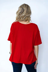 Seeing Red Ribbed Top