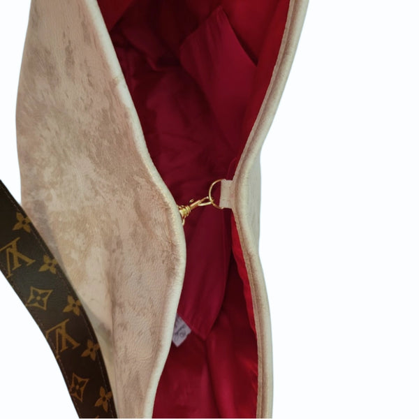 Sheila Shoulder Bag in Stone Leather | Upcycled Lv