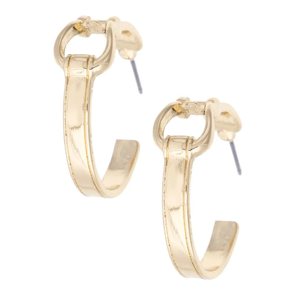 Henry Horsebit Hoop Earrings in Shiny Gold