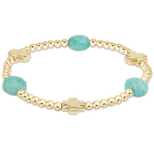 Enewton Signature Cross Admire Gold Pattern 3mm Bead Bracelet-Multiple Colors