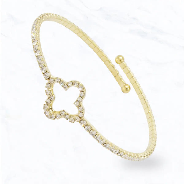Crystal Clover Rhinestone Bracelet