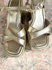 Barbie Gold Chunky Heeled Sandals