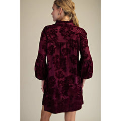 Flocked Fall In Love Dress - Three Colors