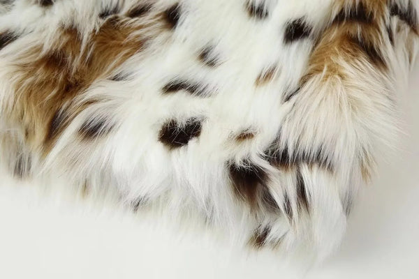 Spotty Soft Animal Print Faux Fur Thick Coat