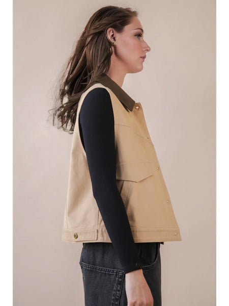Addie Twill Vest  - 2 Colors