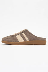 Sandra Fur Stripe Design Backless Mule Court Sneakers