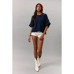 Navy Baby Cable Sweater