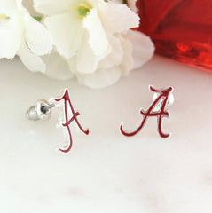 Enamel Logo Stud Earrings-Alabama or Auburn