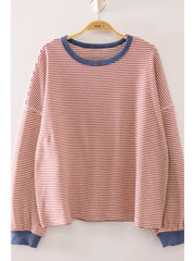 Vintage Stripe Contrast Trim Pullover - 4 Colors