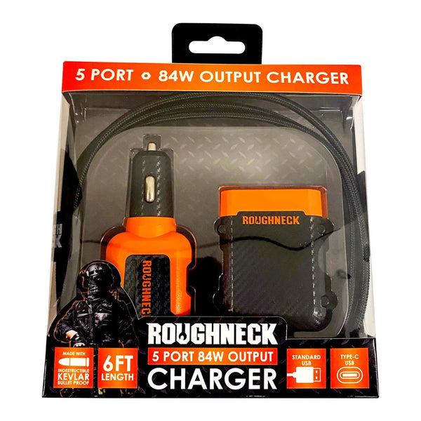 Roughneck 5 Port Car Charger W/Backseat Extention- 4/DISPLAY