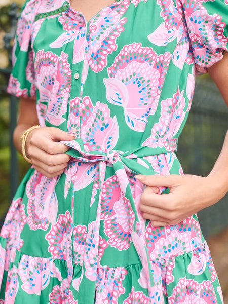 Mary Square Addison Dress-Petal Tango Green